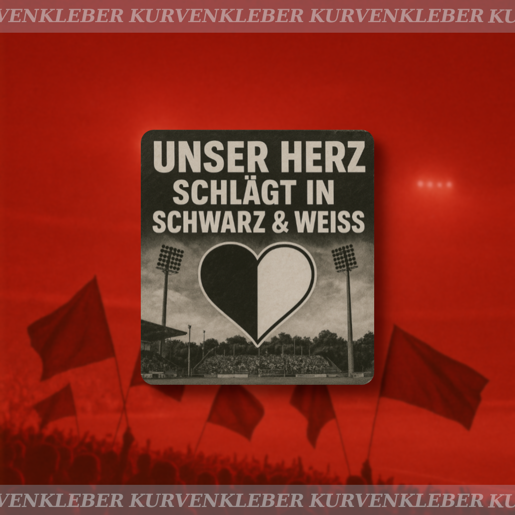 Aufkleber "Unser Herz schlägt in Schwarz & Weiss"