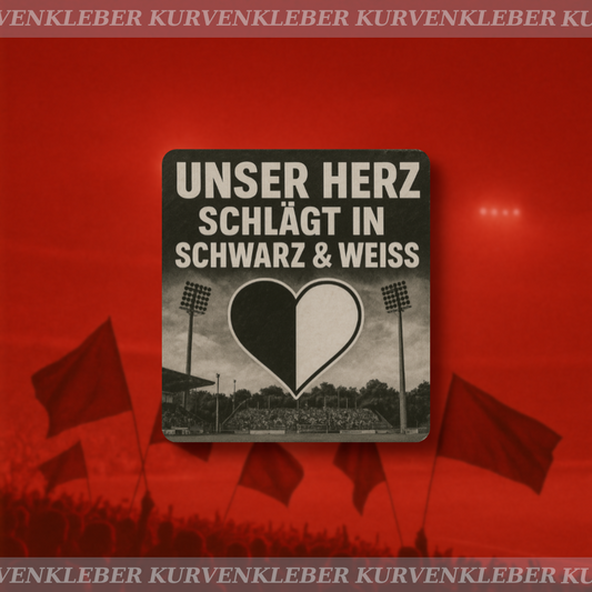 Aufkleber "Unser Herz schlägt in Schwarz & Weiss"